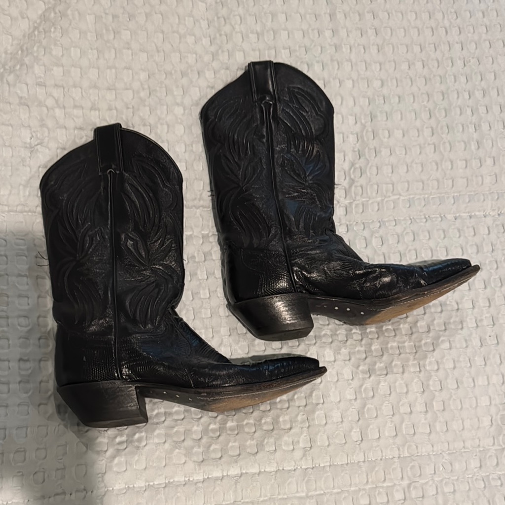 Justin Boots Black Leather Western Boots - Size 5 1/2b
